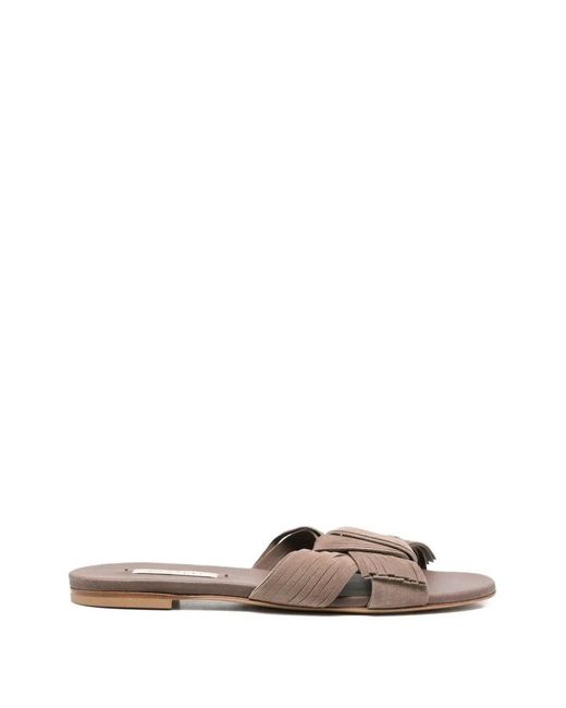 Casadei Gray 'Flat' Ribbon Slippers