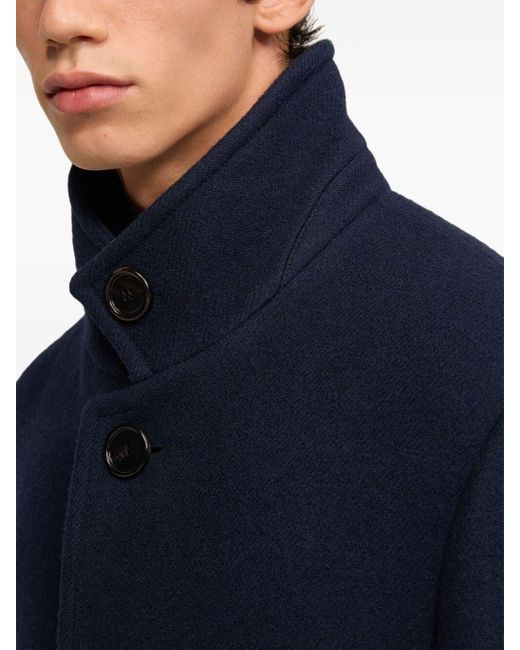 AMI Blue Long Coat High Collar for men