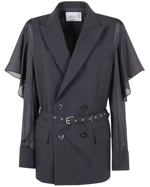 Sacai Black Chalk Stripe Jacket