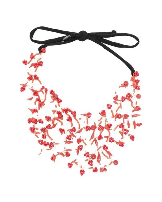 Maria Calderara Red "Coral Birds" Necklace