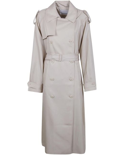 Frankie Shop Gray Veyron Fluid Twill Trench Coat