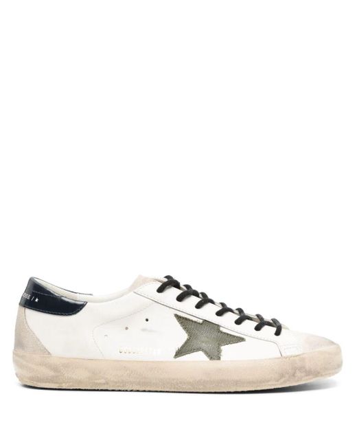 Golden Goose Deluxe Brand White Super-star Distressed Leather Sneakers for men