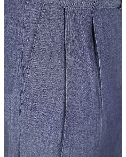 Michael Kors Blue Belted Chambray Trouser for men