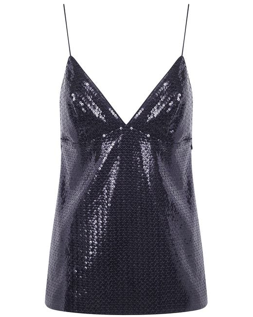 Alberta Ferretti Blue Top Paillettes Jersey