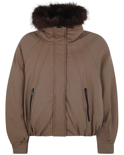 GIOVANNI PARIS Brown Parka With Faux Fur Collar Belina Taupe