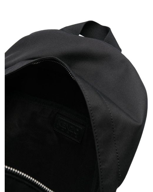 KENZO Black Logo-patch Canvas Backpack for men