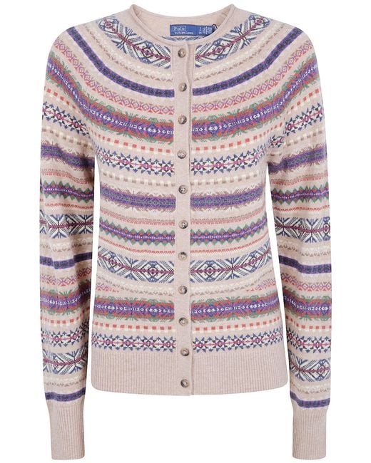 Polo Ralph Lauren Pink Sweater Cardigan "211B17769 001 Tan Multi"