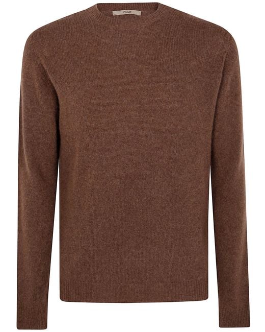 Nuur Brown Long Sleeves Swg Round Neck Sweater for men