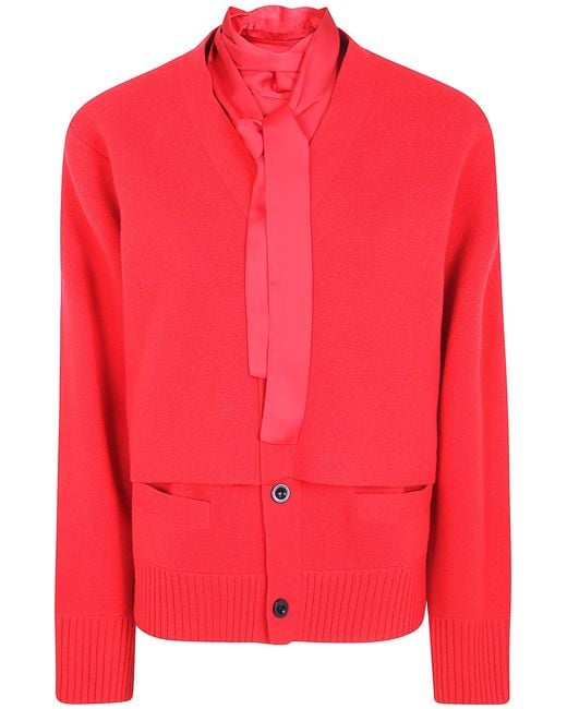 Sacai Red Sweater Wool Knit Cardigan