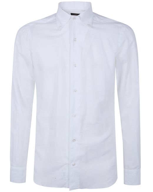 Barba Napoli White Classic Cotton & Linen Shirt for men