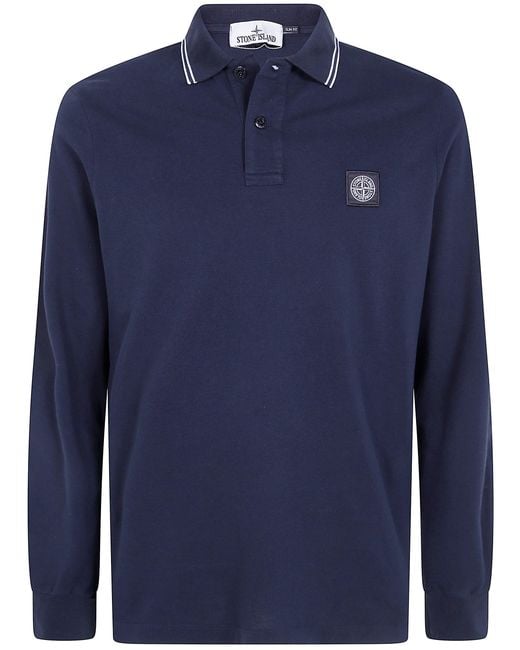 Stone Island Blue Polo Long Sleeves "22000" for men