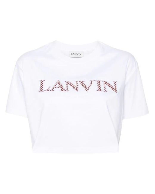 Lanvin White T-shirt Corta Ricamata