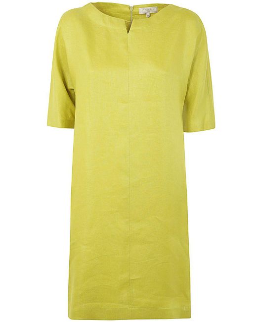 Antonelli Yellow Moravia 3/4 Sleeves Guru Neck Dress