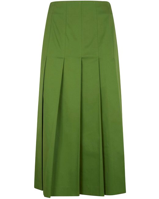 DR. HOPE Green Pleated Cotton Twill Skirt