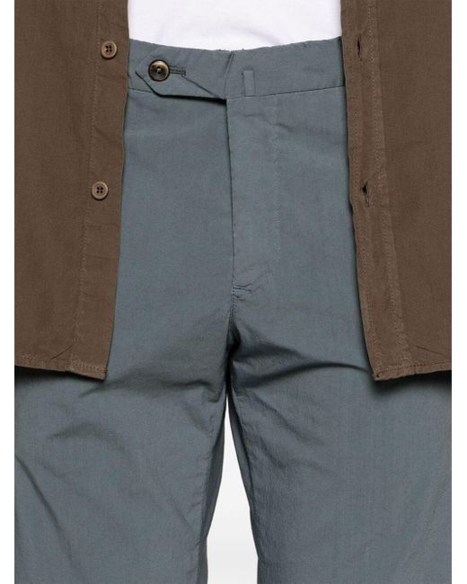PT01 Blue Double Dye Stretch Light Popeline Slim Flat Front Pants for men