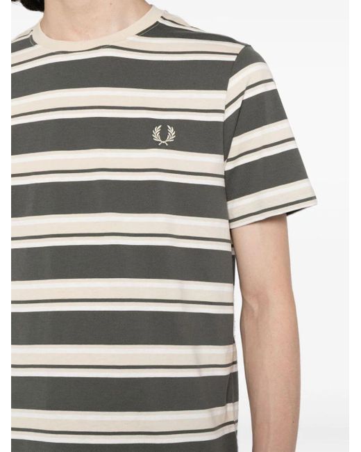 Fred Perry Gray Fp Stripe T-Shirt for men