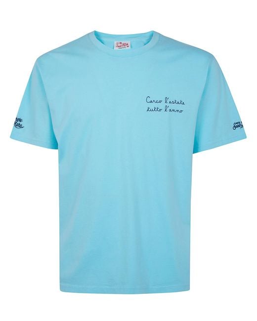 Mc2 Saint Barth Blue T-Shirt Light "Portofino Cerco Estate" for men