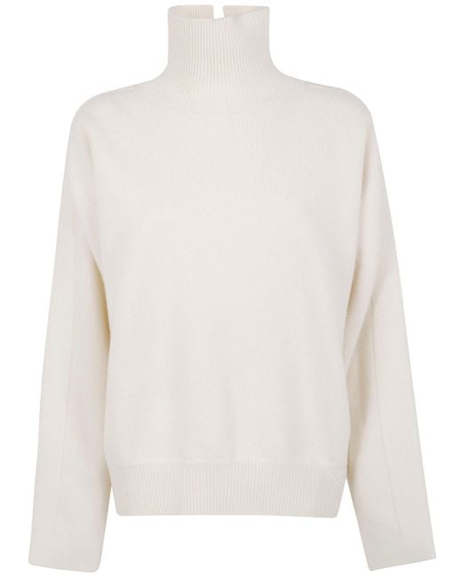 Jil Sander White High Neck Long Sleeves "Padded Details" Jumper
