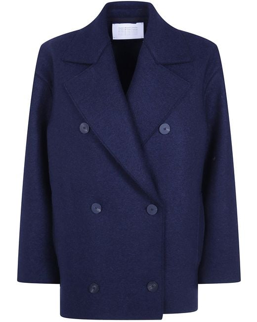 Harris Wharf London Blue Coat Oversized Peacoat