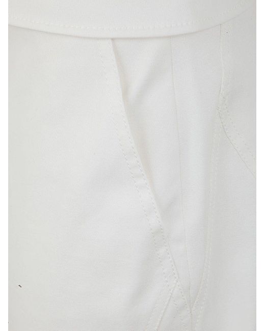 Alberta Ferretti White Stretch Gabardine Trouser Clothing