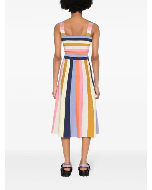 PS by Paul Smith Orange Striped Knitted Midi Dress