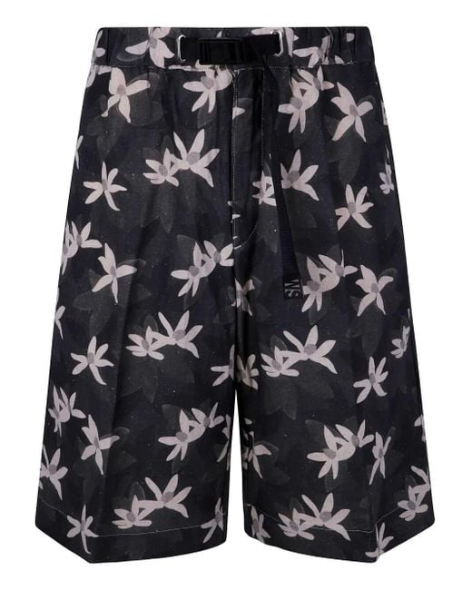 White Sand Black Short Bermuda Trousers for men