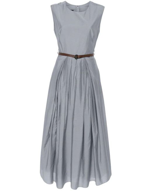 Emporio Armani Gray Sleeveless Dress With Leather Belt