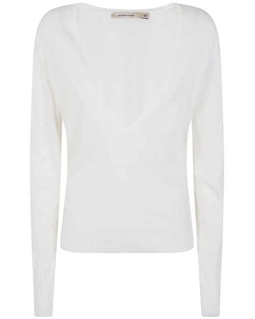 Paloma Wool White Maglione V-Neck "Omina"