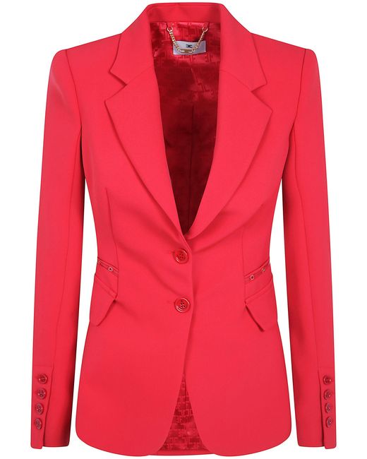 Elisabetta Franchi Red Jacket Main Button Passion