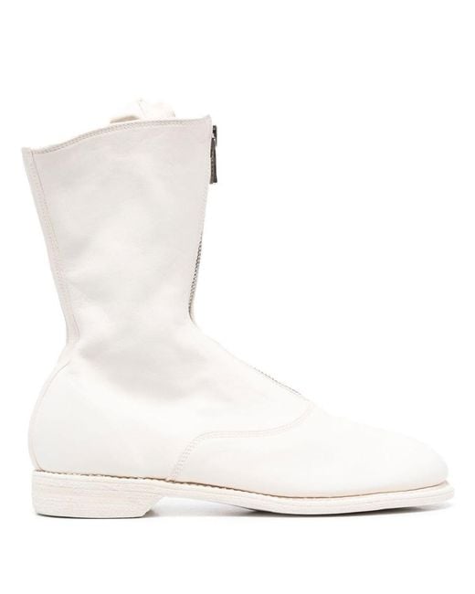 Guidi White Front Zip Boots Shoes