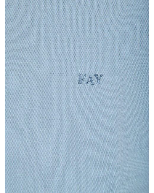 Fay Blue Piquet Polo for men