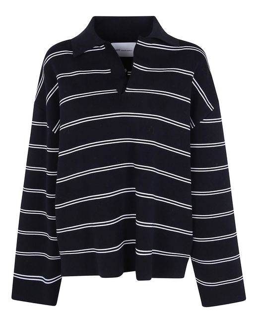 AMI Black Polo Long Sleeves "Striped"