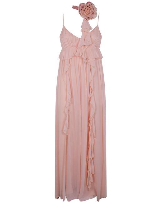 Blugirl Blumarine Pink Georgette Dress With Rouges