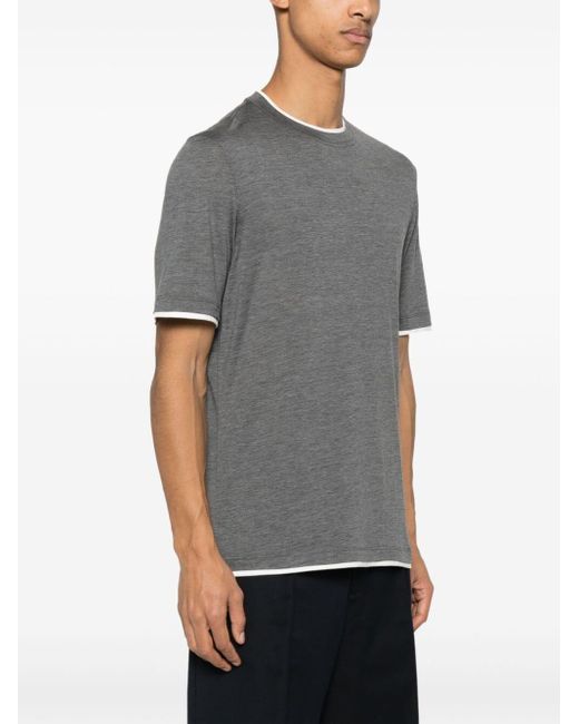Brunello Cucinelli Gray Short Sleeves T-Shirt for men