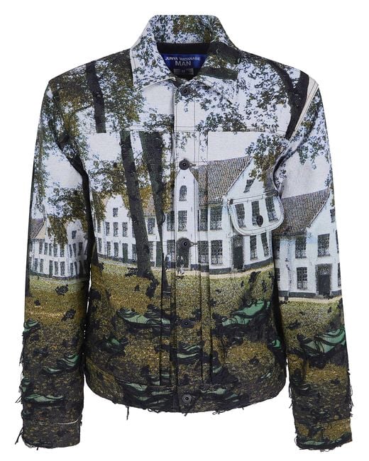 Junya Watanabe Gray City Print Denim Jacket for men