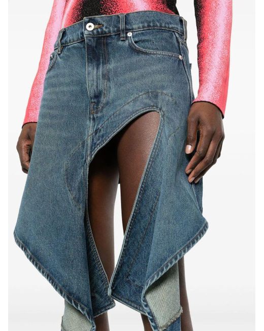 Y. Project Blue Denim Mini Skirt With Cut-Out