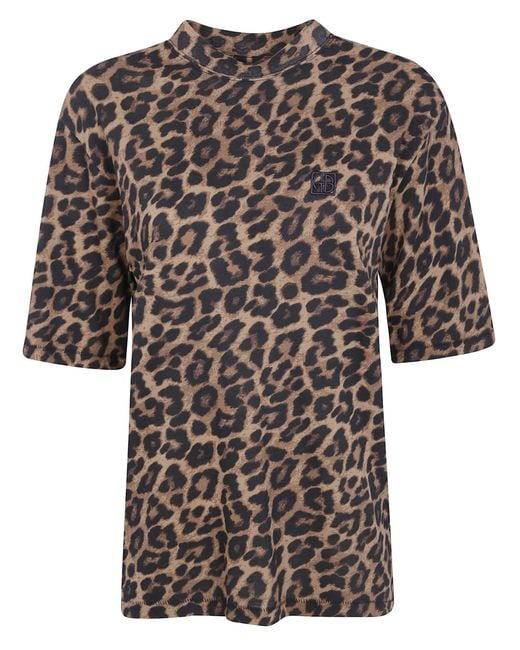 Anine Bing Gray T-Shirt Leopard Print "Avi"