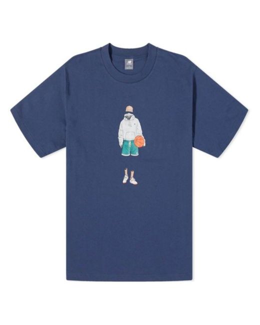 New Balance Blue Athletics Baseball Style Relaxed T-Shirt for men