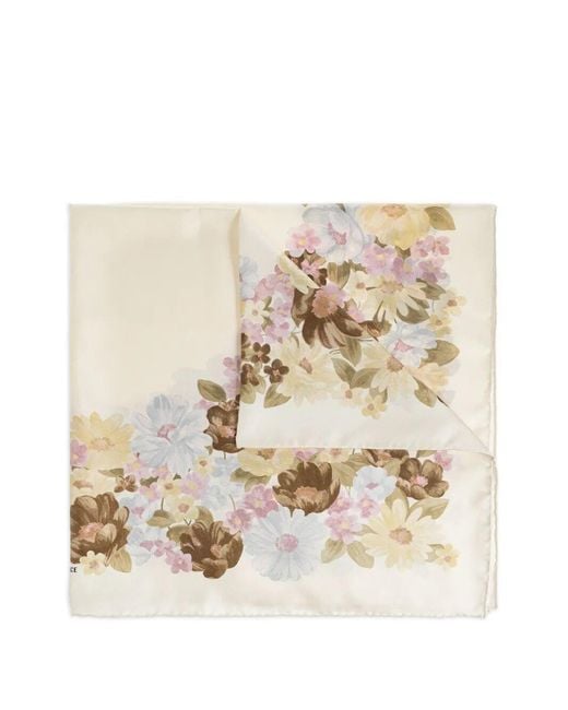 Versace Natural Foulard 90X90 Bio Silk Twill "The Meadow" Inkjet Print