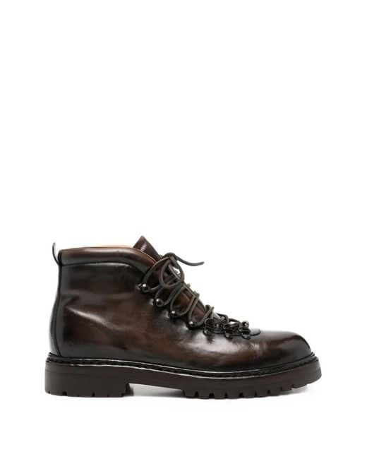 Officine Creative Black Lace-Up Boot Leather "Artik Flexi" Aero Canyon for men