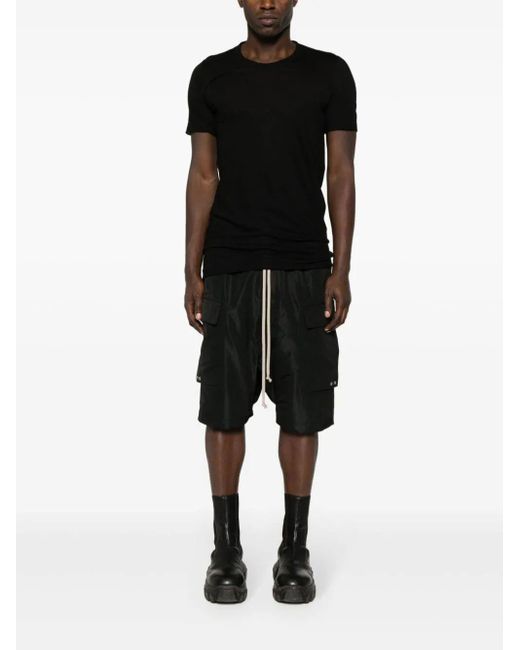 Rick Owens Black Drawstring Drop-crotch Cargo Shorts for men