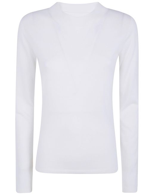 D.exterior White D. Exterior Sweater Basic Merino Round Neck