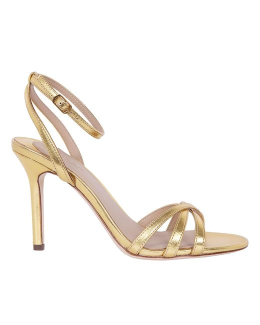 Ralph Lauren Metallic "Kendyl" Kitten High Heel Sandals