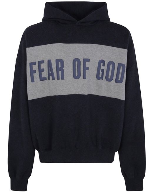 Fear Of God Gray Sweater Cropped Relaxed "Panelled Hoodie" for men