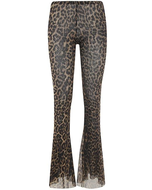 Jean Paul Gaultier Gray Mesh Flare Trousers Printed "leopard" With Lace Label Clothing