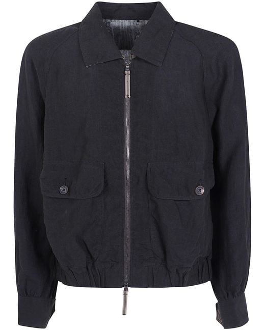 Ziggy Chen Black Jacket Zippered "Puppytooth Cropped Aviator Jacket" for men