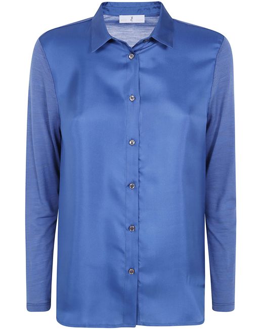 Whyci Blue Shirt Wool Blend "Straight Shirt"