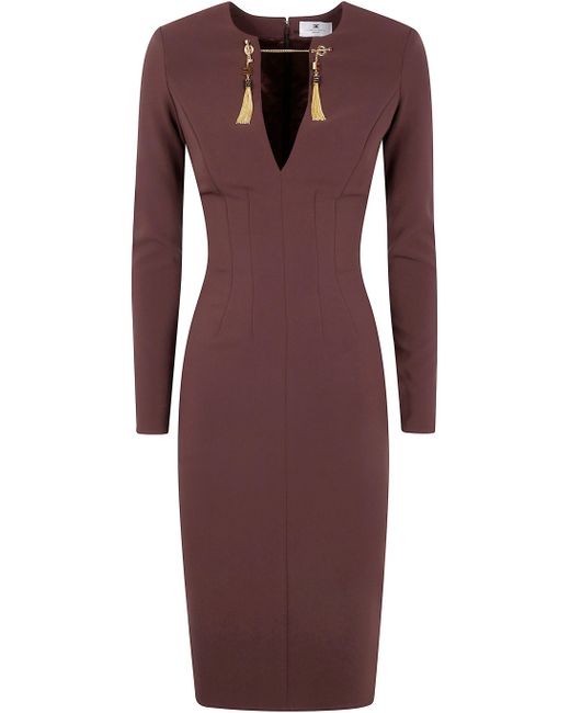 Elisabetta Franchi Purple Midi Fit Dress