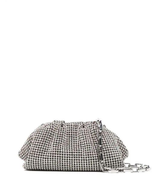 Self-Portrait White Crystal-Chainmail Clutch Bag