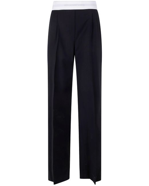 Alexander Wang Blue High Waisted Pleated Pant With Logo Elastic